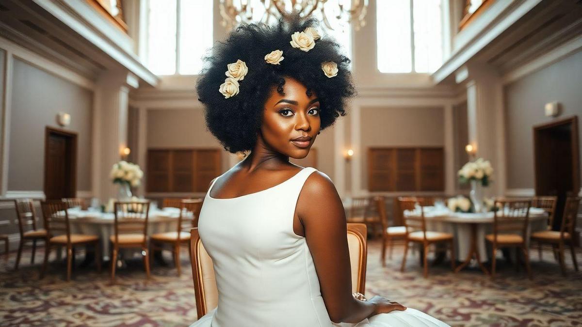 Penteados afro elegantes para noivas